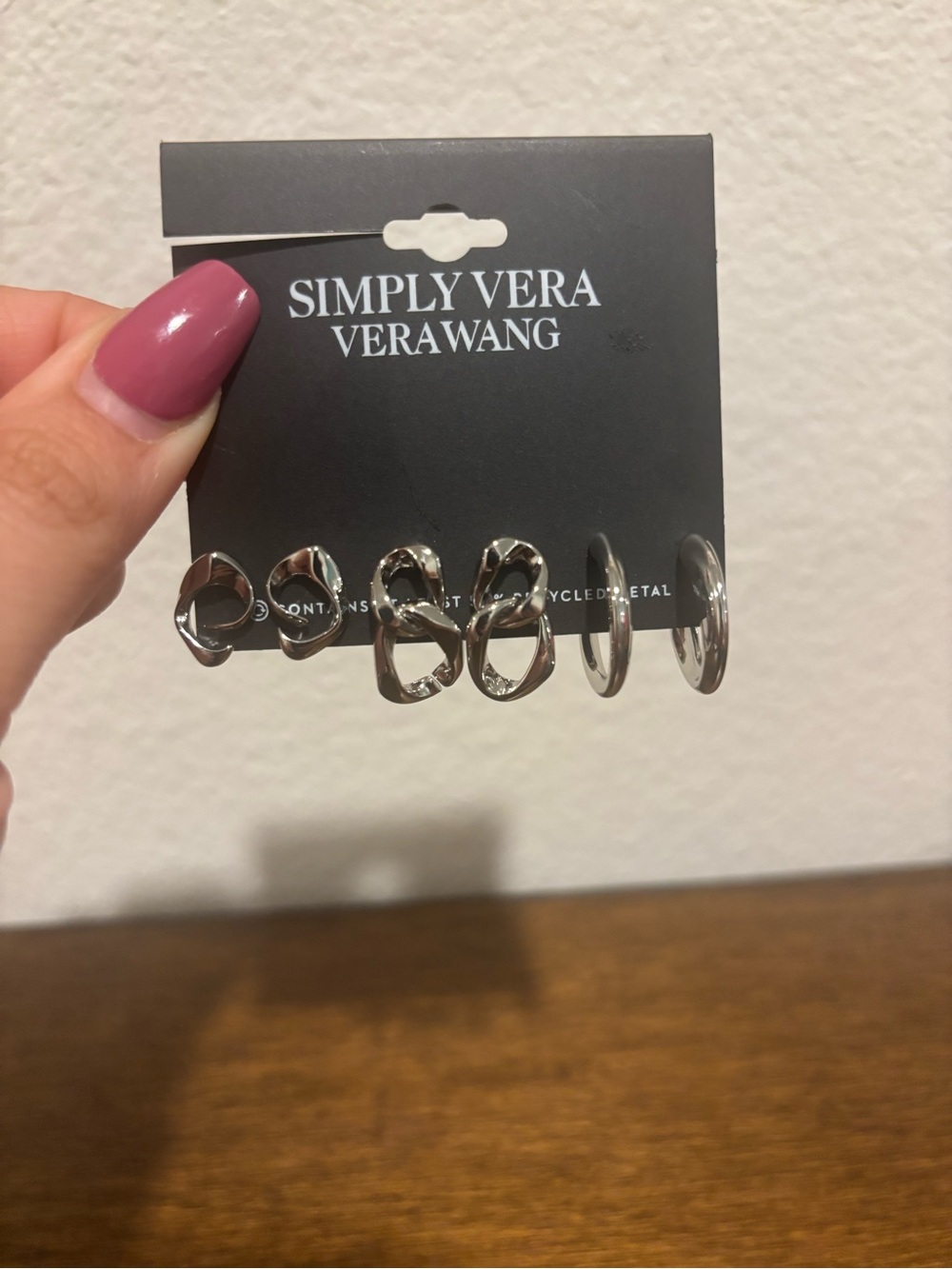 Simply Vera Vera Wang Silver Tone Mixed Hoop and Knot Earring Set - Picture 5 of 5